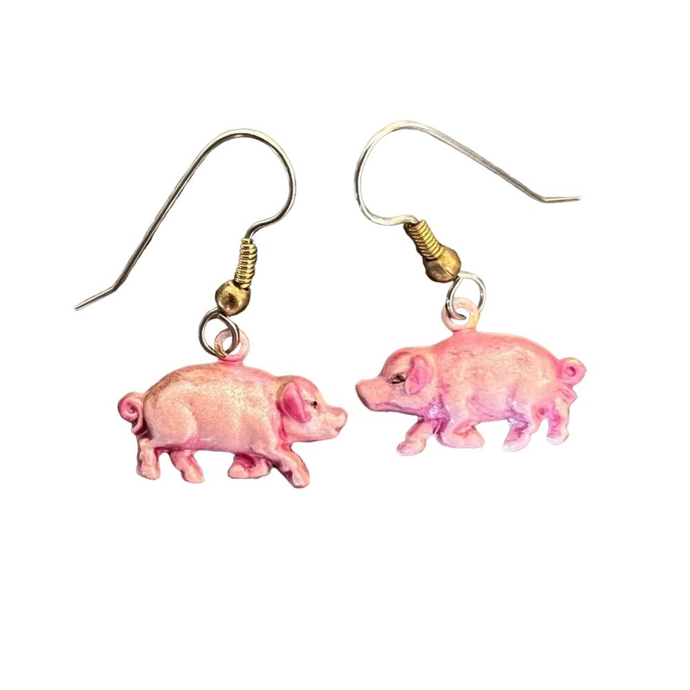Pink Pig Earrings - pierced ears, super cute!